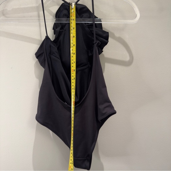 Black One-Piece Swimsuit with Floral Accent - Picture 4 of 7